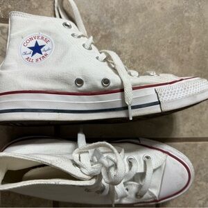 Converse All Star White High-Tops with Red and Blue Accents